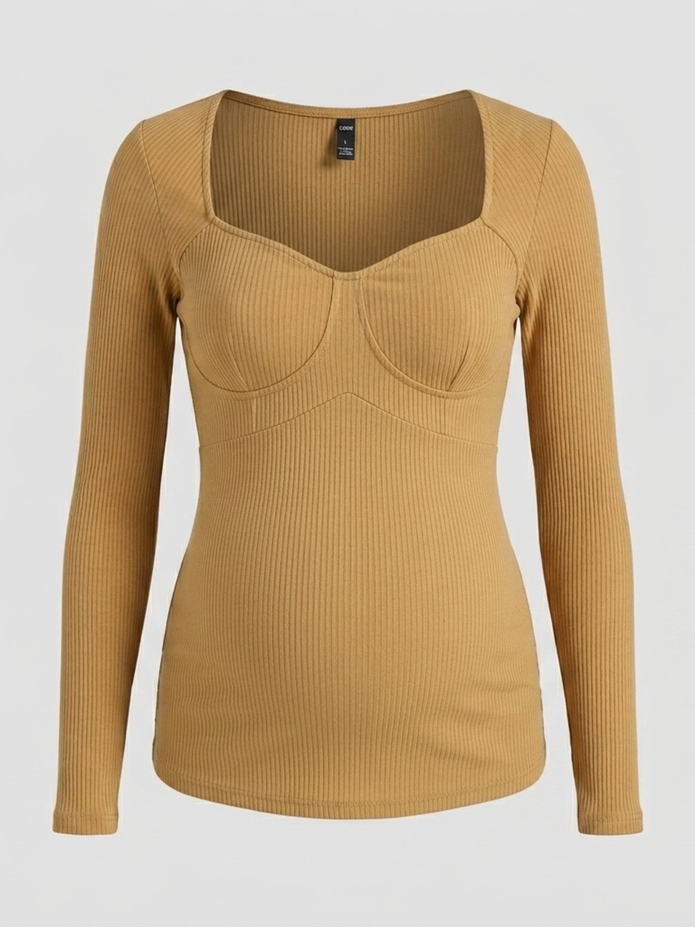 NWT Isabel Maternity Tan Ribbed Knit Corsetry Long Sleeve Top Size Small